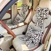 2026 Nuevos Accesorios para Coche Piel de Conejo Estampado de Leopardo Cinta Reposacabezas y Soporte Lumbar Reposacabezas y Soporte Lumbar Verdes