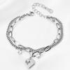 Pulsera Europea y Americana Transfronteriza Nueva de Doble Capa con Cadena en Forma de O de Pines con Corazón de Diamante 18K Personalizada Versátil Venta al por Mayor Venta Caliente
