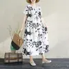 Vestido floral da mamãe, novo modelo verão 2026, para meia-idade e idosos, feito de algodão rayon, corte solto, estampado, vestido de comprimento médio
