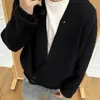 Chamarra Suéter para Hombre para Primavera y Otoño, Marca de Moda Estilo Japonés, Cárdigan de Punto Pesado Holgado con Cuello Alto, Prenda Superior Versátil Casual