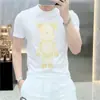 Camiseta de Manga Corta con Cuello Redondo de Gama Alta para Hombre, Nuevo Lujo Accesible de Verano, Camiseta Básica de Media Manga para Hombre Joven, Moderna