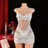 Domiara Aliexpress Más Vendido Europeo y Americano Transfronterizo Malla Transparente Patchwork Camisola Vestido de Noche Body Ajustado Sexy Qqny Al Por Mayor