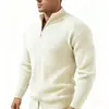 Suéter para hombre estilo europeo y americano con cuello alto y cremallera, colección otoño/invierno 2026, con tejido grueso texturizado, corte ajustado y estilo cárdigan casual oversize
