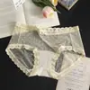 Bragas Sexis de Encaje con Lazo Dulce para Mujer, Malla Suave de Puntos Transpirables en la Entrepierna Cintura Media Borde Antirrodadura Bragas Triángulo