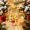 Taza de Vidrio de Doble Capa con Muñeco de Nieve de Papá Noel Borosilicato Alto Resistente al Calor Transparente Vaso de Agua Taza de Oficina para el Hogar Venta al por Mayor