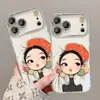 Funda para Teléfono Iphone15 Hat Girl con Pulsera Adecuada para Apple 17Pm Dibujos Animados 16 Linda 18 Cubierta Protectora 13