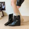 Botines Nuevos Retro Punta Cuadrada 2026 Botas Martin Pierna de Pantalón Botas de Moda Versátiles para Mujer Adelgazantes Negras Temporada Otoño/Invierno