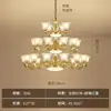 Lustre de sala de estar estilo americano todo em cobre, grande lustre principal retrô estilo europeu para sala de jantar e quarto, luminária decorativa de cristal de luxo para villa