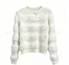 Cárdigan de punto para mujer, nuevo estilo otoño e invierno, con cuentas y pedrería, imitación de pelo de visón, abrigo suéter de felpa con cuello redondo, top suave y esponjoso