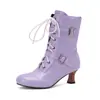 Botas con Hebilla Retro Remache Botas Romanas Tacón Medio Grueso Botas de Caballero Botas para Mujer Brock 40-50 talla extra Comercio Exterior