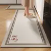 Nueva Alfombrilla de Cocina Estilo Chino Simple Absorción de Agua Absorción de Aceite Secado Rápido Alfombrilla para Pies Tira Larga Antideslizante Resistente a la Suciedad Resistente al Desgaste Alfombrilla de Piso de Diatomeas