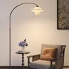 Luminária de Chão em Tecido Estilo Vintage Wabi-Sabi Original 6 Nova Retrô Francesa Quarto Sala ao Lado do Sofá Luminária de Pesca Ferro