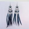 Novos Brincos de Pena Boêmios, Brincos Longos Estilo Étnico Retro com Gotejamento de Óleo, Novos Brincos Exagerados da Moda Estilo Chinês