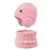 Chapéu Infantil Inverno Quente Conjunto de Três Peças para Meninos e Meninas Proteção contra Frio ao Ar Livre Chapéu de Lã Tricotado Touca com Forro de Fleece Protetor de Orelhas