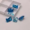 Zircônio Aquamarina Facetado Retangular Pedra Solta Cabochão, Zircônio Aquamarina Retangular, Gema Sintética, Acessório de Joia Cz DIY