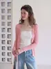 Cárdigan de punto estilo coreano para mujer, con cuello en V, botones de concha, manga larga, fino para verano, amigable con la piel, transpirable, adecuado para protección solar y ambientes con aire acondicionado