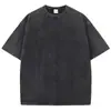 Camiseta Retro Americana de Peso Pesado com Estampa Direta de Manga Curta para Homens e Mulheres, Moda de Rua de Verão, Estilo Vintage Lavado