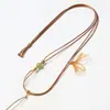 Correa de Collar de Cordón de Cuero Encerado Ajustable, Cordón de Cuero Hecho a Mano de Color Sólido Vintage Adecuado para Colgantes de Jade, Esmeralda y Jade Hetian