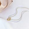 Collar Coreano Nuevo de Perla y Corazón para Mujer con Diseño de Nicho Estilo Ins, Mismo Estilo que en Xiaohongshu, Cadena para Clavícula Doble Capa en Capas