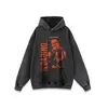 Sudadera con capucha estampada vintage de calle europea y americana, hiphop de la costa oeste, lavada, desgastada, para hombre, sudadera con capucha vintage de Ins