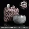 Taza Maestra Flor de Hielo Negra Taza Individual con Diseño de Esmalte Abierto, Taza de Té Personal de Cerámica Kung Fu de Gama Alta para Beber Té