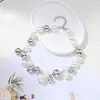 Europa y Estados Unidos collar creativo hecho a mano con cuentas redondas y borla de perla de imitación, diseño de personalidad femenina, costura, collar de cadena para clavícula