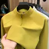 Sudadera de nylon sin costuras para hombre, modelo nuevo otoño 2026, cuello alto, casual, color liso, simple, camiseta de manga larga para hombre