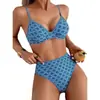 Novo Maiô Sexy para Mulheres, Bikini para Fontes Termais Praia Amazônia, Roupa de Banho Europeia e Americana, Estampado Azul Rosa Vermelho