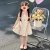 Vestido de Menina Verão 2026 Novo Estilo Roupas de Verão para Bebê Menina Saia Crianças Poá Laço Vestido Princesa Fino