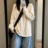 Camiseta de Manga Longa Feminina Americana Pesada Oversize Solta Roupa Externa Top Design de Início de Primavera Outono Camisa Camada de Base Nicho