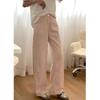 Calças jeans de textura rosa com pernas largas femininas, início da primavera e outono, cintura alta, soltas, cobrindo o quadril, calças retas e emagrecedoras