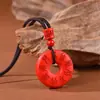 Pingente de Paz com Mantra de Nove Caracteres de Cinábrio Cru Colar de Cinábrio Imperial do Ano de Nascimento para Homens e Mulheres Presente Venda por Atacado