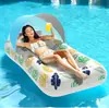 Cadeira de Descanso Inflável para Buraco d'Água com Encosto Assento Flutuante para Tomar Sol Toldo Cama Flutuante Cama de Praia Dobrável