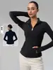 Chaqueta de Yoga Personalizada para Mujer con Cuello Alto Moda Deportiva al Aire Libre Cremallera Dorada Chaqueta con Capucha Transpirable Ropa Exterior para Fitness