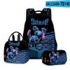 Produto Transfronteiriço 3D Novo: Conjunto de Três Peças - Mochila Estudantil com Estampa de Desenho Animado, Lancheira e Estojo - Mais Estiloso Que Você!