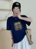 Camisa Versátil de Algodón Bambú Suelta para Mujer, Cuello Redondo, Manga Corta, Estampado de Copos de Nieve, Directo de Fábrica, Envío Directo de Fábrica, Dropshipping de Una Pieza