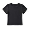 Camiseta de manga corta con cuello redondo y costuras para mujer, blusa básica de verano 2023