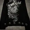 Marca Independente Primavera e Outono Novo Y2K Estampa de Caveira Ins Street Retro Dark Slim-Fit Top Feminino de Manga Longa