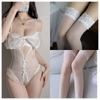 Lencería Sexy con Escote en V Profundo Ropa de Dormir Tentación para Mujer, Body de Entrepierna Abierta, No Necesita Quitarse en la Cama, Conjunto de Bata