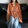 Chaqueta Camisa de Cuadros Naranja Estilo Hong Kong Otoño e Invierno Nuevo Estilo Retro Americano, Unisex Holgada Protector Solar Camisa de Moda