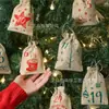 Bolsas de Calendario de Adviento Navideñas de Venta Caliente Transfronterizas, Bolsas de Regalo de Arpillera con Cordón, Bolsas con Cordón para Cuenta Regresiva de 24 Días, Bolsas de Regalo de Navidad
