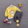 Conjunto Falso de Dos Piezas para Niñas Primavera y Otoño Moda Coreana Sudadera y Pantalones Niña Celebridad de Internet Dibujos Animados Infantiles Conjunto Falso de Dos Piezas