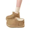 Botines Retro de Suela Gruesa para Mujer 2026 Nueva Llegada de Invierno Felpa Cálida Peludos Zapatos Birkenstock Cuero y Piel Integrados Botas de Nieve