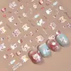 Redanco Novo 5D Em relevo Desenho Animado Gato Rosa Concha Luz Adesivo para Nail Art Adesivo Estéreo para Unha Dr-1196