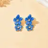 Pendientes de Metal Esmaltado Estilo Retro Europeo y Americano Temu con Gota de Aceite Brillante Pendientes de Flor Grande Exagerados de Moda Personalizados