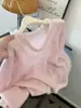 Suéter de Tricô Patchwork Renda Rosa Doce Estilo Coreano Feito Sob Medida de Fábrica 2026 Início da Primavera Blusa Base Macia Feminina
