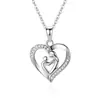 Collar Concentrico Madre e Hijo en Forma de Corazón Amazon Transfronterizo Cadena para Clavícula con Incrustaciones de Diamantes para Mujer Regalo del Día de la Madre