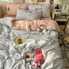 Conjunto de Roupa de Cama Classe A Quatro Peças Algodão Lavado Lençóis Bordados Capa de Edredom Capa de Edredom Cama Lençóis de Cama Conjunto de Três Peças para Dormitório Estudantil
