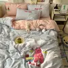 Conjunto de Roupa de Cama Classe A Quatro Peças Algodão Puro Lençóis de Cama Capa de Edredom Capa de Edredom Lençóis de Cama Conjunto de Três Peças para Dormitório de Estudante 4 Estações