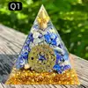 Pirâmide de bola de cristal natural de 8cm Ornamento de mesa de escritório europeu e americano Artesanato de pirâmide de resina para yoga e meditação